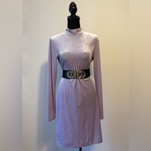 H&M Velvet  Bodycon Long Sleeve Dress Lavender Size M